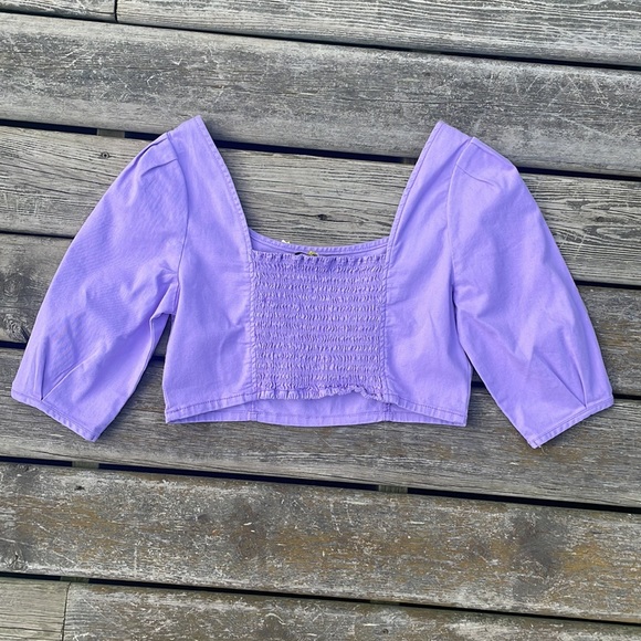 NWT Circus NY Women's Smocked Back Puff Short Sleeve Crop Top - Picture 10 of 11